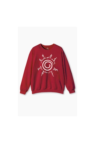 Kırmızı Sweatshirt Kyuubi Seal Of Naruto Jinchuuriki Anime Baskılı Sweat Swet Kırmızı