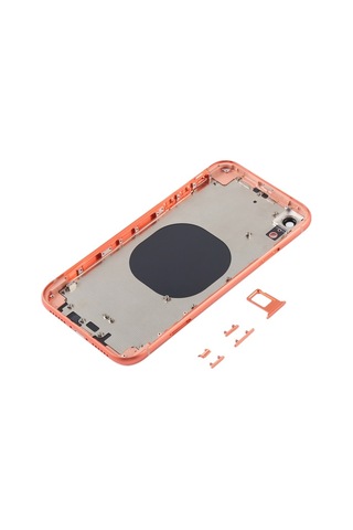 Cbtx Kamera Lensli Ve Sım Kart Tepsisi Ve Apple Uyumlu iPhone Xr Mercan İçin Yan Anahtarlarla Arka Gövde Kapağı