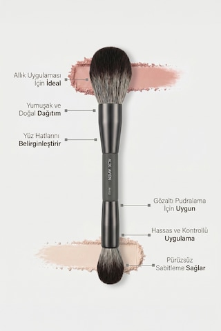 Pudra, Allık, Bronzer Ve Aydınlatıcı İçin Çift Taraflı Makyaj Fırçası - Double Ended Makeup Brush