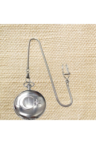 Kişiye Özel Retro Ay Yıldız Kabarmalı Köstekli Saat