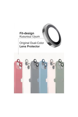 Apple Uyumlu iPhone 13 Mini Kamera Lens Koruyucu Silver