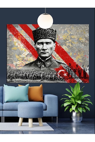 Türk Askeri Kahraman Atatürk Dekoratif Kanvas - Mdf Ahşap Tablo