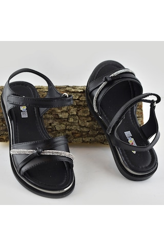 667e Ortopedik Taban Kız Çocuk Sandalet Terlik Düğün Abiye Gündelik Vetta Siyah