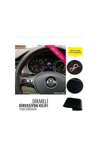 Renault Clio 4 Direksiyon Kılıfı Soft Kırmızı Ipli ( 38×11Cm )
