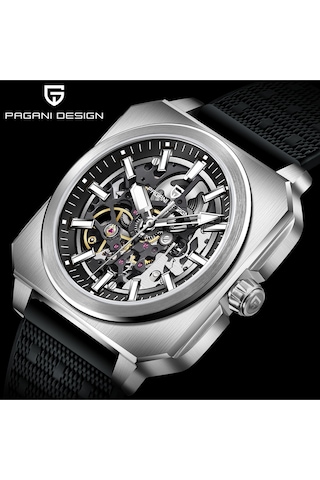 Pd-1791 Erkek 42mm Su Geçirmez By-9020 Otomatik Mekanik Saat Safir Kristal Işıklı Spor Saat Gümüş