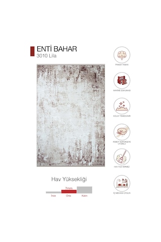 Enti Bahar 3010 Lila Halı - Eskitme Desenli Antre Halısı