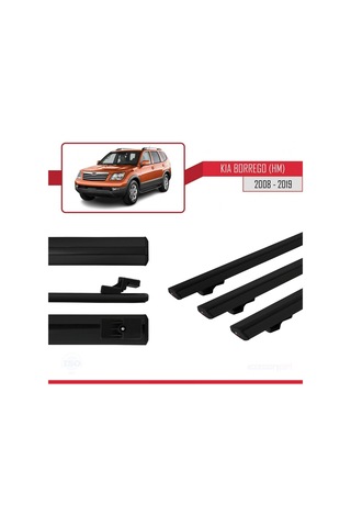 Kia Borrego Hm 2008-2019 Arası İle Uyumlu Basic Model Ara Atkı Tavan Barı Siyah 3 Adet