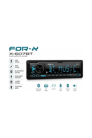 For-x Teyp For-x X-607bt 4x60w 3 Amfi Çıkışlı - Bluetoothlu - 7 Renk - Geniş Soğutuculu Tesisat