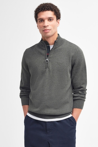 Barbour Pima Cotton Yarım Fermuarlı Kazak Ol91 Olıve Marl Yeşil