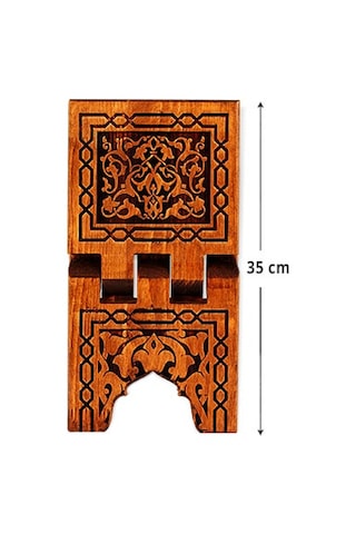 Selçuklu Ahşap Yakma Desenli Rahle 35X18.5 Cm