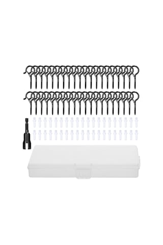 Siyah Metal Vida Kancaları Seti Dış Mekan Işıklar İçin Q-asma Vida Kancası Ve Genişletme Tüpü Kiti