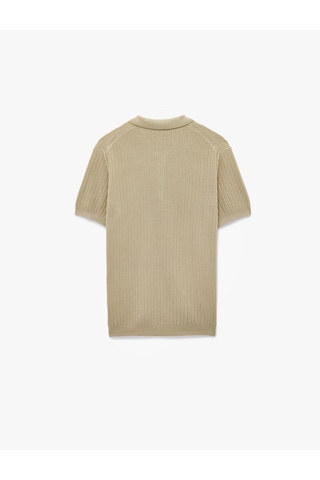 Koton Regular Fit Dokulu Pamuklu Düğmeli Polo Yaka Kısa Kollu Triko Tişört Deve Tüyü 6sam70015ht Taba