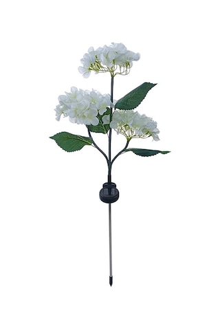 Mufunye Beyaz 3 Başlı Gül Desenli Güneş Enerjili Led Feneri - Dış Mekan İçin Su Geçirmez Bahçe Balkon Dekorasyon Aydınlatması