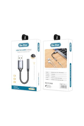 Go Des Gd-uc332 Usb-a To 3.5mm Aux Çevirici Ses Kablosu