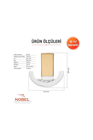 Palmiye Lüks Askı, Metal, Vestiyer Askı, 120 Gr, Dolap Askılık, Duvar Askılığı, Krom-altın Vidalı 5 Adet