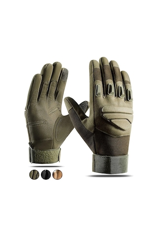 Happychildhood Erkek Xl Boyutu Dokunmatik Ekran Kullanılabilen Motosiklet Eldiveni - Siyah Standart Askeri Yeşil