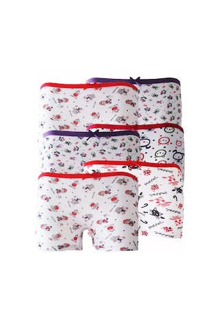 Hepsine Rakip 6lı Kız Çocuk Boxer Pamuklu Renkli Desenli Empirme Eğlenceli 001