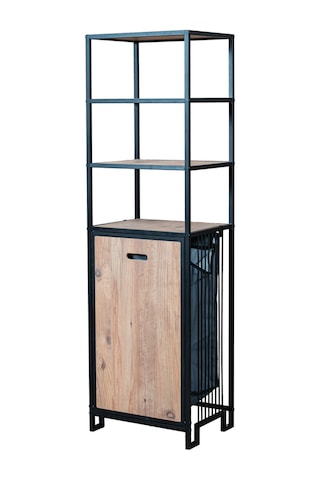 Uykula 4 Raflı Metal Banyo Düzenleyici Kirli Sepetli Çok Amaçlı Organizer Siyah