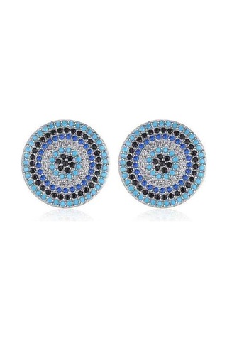 925 Ayar Gümüş Nazar Küpe Kadınlar Için Mavi Taş Cz Kristal Şanslı Türkiye Saplama Küpe Takı Moda Saplama Küpe Altın - Gümüş