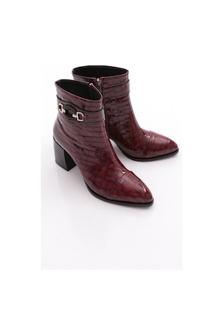Dgn 951 Kadin Topuklu Bot Bordo Kroko
