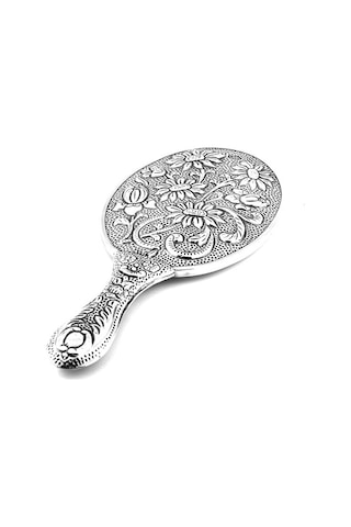 Altın Sepeti GA045 Gümüş Papatyalı El Aynası