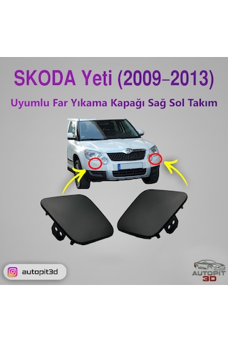 Skoda Yeti 2009 2013 Uyumlu Far Yıkama Kapağı Takımı Sağ + Sol