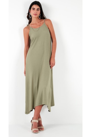 Lela Regular Fit Ip Askılı Uzun Bayan Elbise 5865732 Olive