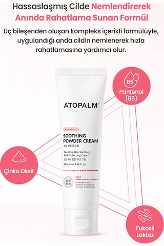 Yenidoğanlara Özel, Pudraya Dönüşen Nemlendirici, Pişik Önleyici Krem Atopalm Soothing Powder Cream