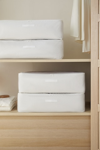 Home Wave 4'lü Mega Boy Gri Pötikare Baza Altı Hurç Set 74 x 46 x 22 cm