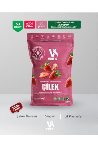 Voms Dondurularak Kurutulmuş Meyve Cipsi - Freeze Dried Çilek 20gr 20 G