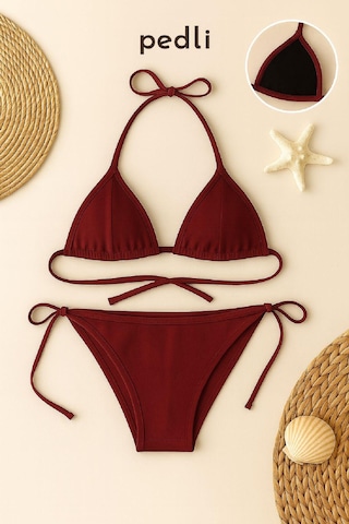 Epilons Zenvial Kadın Bordo Yandan Ve Boyundan Bağlamalı Bikini Mayo Takımı Zenviall2