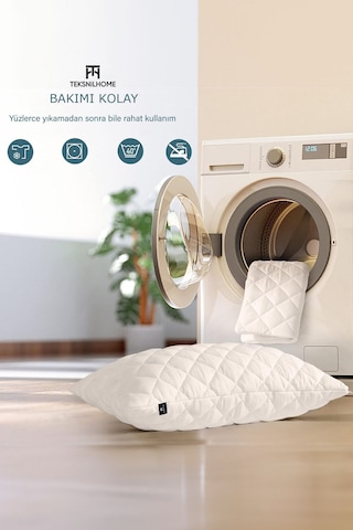 Yumuşak 4 Adet Kapitone Yastık 800 Gram Fermuarlı Yastık Kılıflı 50 X 70 Cm Beyaz