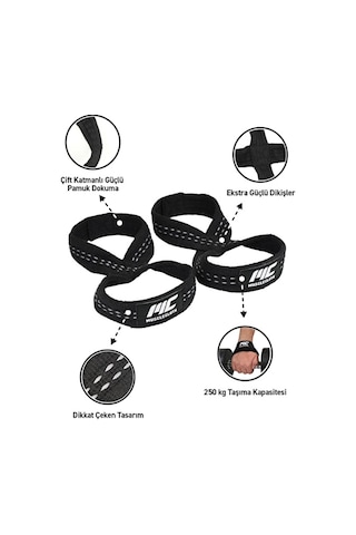 Musclecloth 8 Loop Lifting Straps Siyah