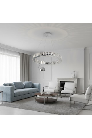 Kristal Uzaktan Kumandalı 30 Cm Avize Krom