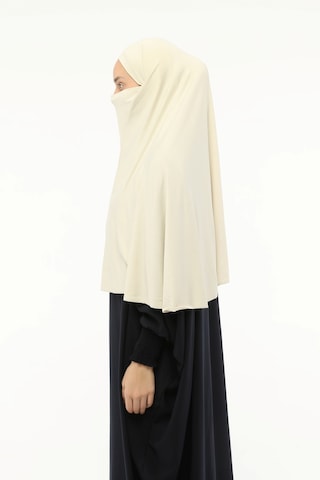 Altobeh Hazır Türban Peçeli Pratik Eşarp Tesettür Nikaplı Hijab - Namaz Örtüsü Sufle 3xl - Krem Krem