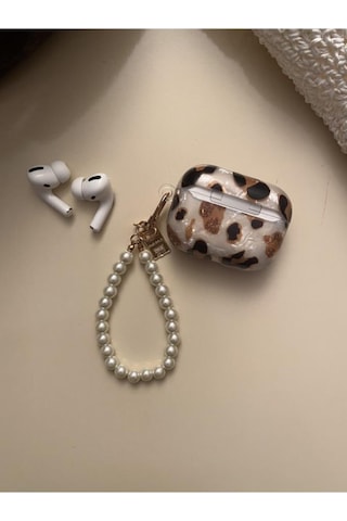 Apple Uyumlu Airpods Pro Kılıf Kulaklık Kılıfı Leopar Desenli Kopçalı Korumalı Kılıf Diğer