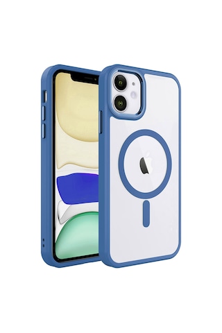 Apple Uyumlu iPhone 11 Uyumlu Wireless Şarj Özellikli Zore Krom Magsafe Silikon Kılıf-lavendery Gray Lavendery Gray -