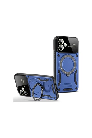 Galaxy Uyumlu A06 Kılıf Joy Lens Standlı Kapak - Lacivert