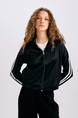 DeFacto Oversize Geniş Kalıp Cepli Fermuarlı Spor Hırka E1803AX24WNBK81 Siyah
