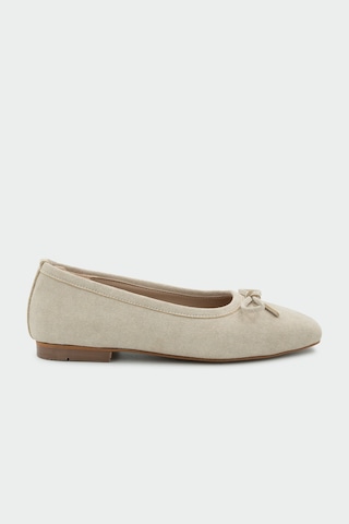 Linda Bej Süet Kadın Fiyonk Detaylı Babet Bej