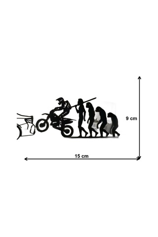 İnsanlığın Evrimi Motorsikletli Figür Dekor Biblo 15x9 Cm Siyah Silüet