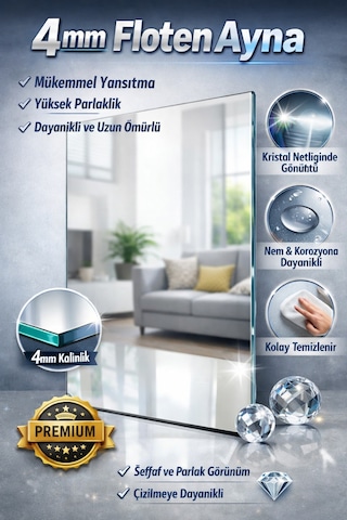 Digital Hayat Dokunmatik Dimlenebilir Mavi Led Işıklı Kare Ayna Dekoratif Banyo Makyaj Aynası Mavi