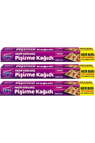 Hazır Kesilmiş Pişirme Kağıdı 16 Lı 42 X 37 Cm Üçlü Set
