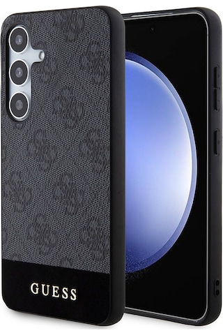 Galaxy S24 Plus Uyumlu Kılıf Guess Lisanslı Pu Deri Şerit Logo Dizaynlı Kapak Siyah