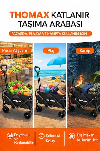 Çok Amaçlı Katlanabilir Araba Ve Taşıma Arabası Kamp,piknik,plaj,pazar, Market Arabası