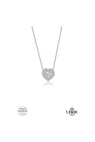 Union Swarovski Zirconia Kadın Kalp Pırlanta Doğum Günü Gümüş Ko