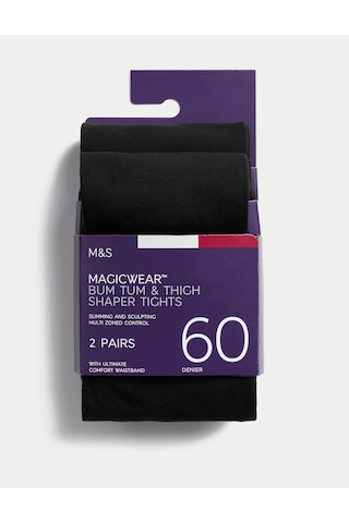 Marks & Spencer 2'li 60 Den Magicwear Opak Külotlu Çorap Siyah