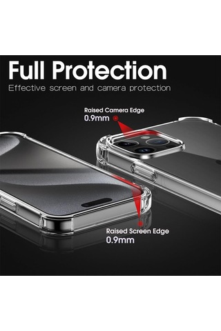 Apple Uyumlu iPhone 15 Kilif Köse Korumali Seffaf Silikon Kapak