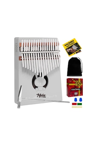 Midex Klx-550 Beyaz Renk Gerçek Ağaç Kalimba 17 Tuşlu Full Set