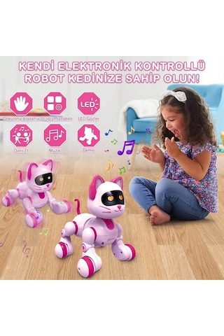 Akıllı Robot Kedi - Uzaktan Kumandalı, Dokunmatik, Programlanabilir, Dans Eden Eğitici Oyuncak Çok Renkli